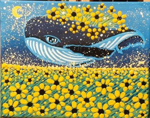 Whale over Sunflowers